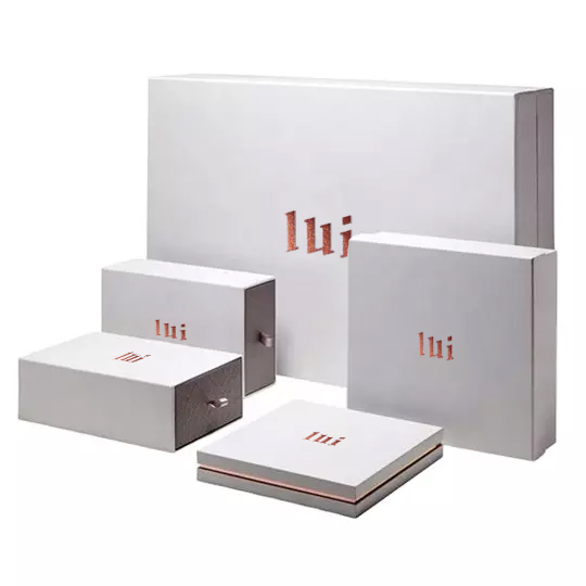 Luxury custom logo slide out gift boxes white rigid hard case cardboard packaging removable lid and base paper box with neck