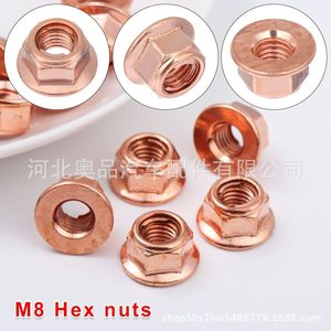 Tuercas hexagonales M8 con brida chapada en cobre para piezas de tubo de escape BMW Serie 3 E30 - Product Image 1