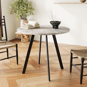 Modern Minimalist Circular Dining <b>Table</b> Gray Cement Texture Metal <b>Legs</b> For Restaurant Kitchen Office Use - Product Image 5