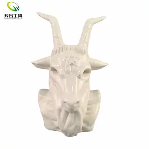 陶瓷装饰品山羊烛台配蜡烛白色陶瓷马头模具雕塑