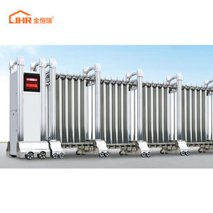 Barrières <span class=keywords><strong>accordéon</strong></span> rétractables JHR Main Gate Designs, en <span class=keywords><strong>métal</strong></span> aluminium, intelligentes, automatiques, pour parking, portail électrique rétractable, pliable - Product Image 4