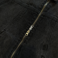 Costume en jean élégant pour homme fabriqué par le fabricant, jean noir délavé à l'acide personnalisé, veste à fermeture éclair, ensemble deux pièces pour homme