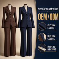 Ensemble de costume deux pièces sur mesure pour femme, veste boutonnée simple et pantalon, coupe ajustée, pour le bureau et les affaires