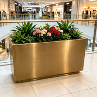 Grand bac à plantes rectangulaire en acier inoxydable de qualité 304, pot à fleurs en métal pour la décoration moderne des patios, jardins et terrasses
