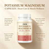 Capsules de potassium et de magnésium en marque privée OEM, 90 unités, 400 mg, complément alimentaire à base de plantes
