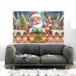 Merry Christmas New Year's Eve Party Decorations Christmas Background Photos Snowmen Garage <strong>Banners</strong> Promotional Flags <strong>Banners</strong> - Product Image 5