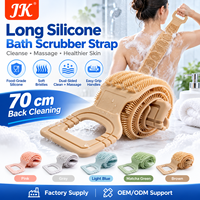 Sangle de douche exfoliante double face en silicone Jinke de 60 cm avec poignées, pour le corps et le dos, serviette de bain douce et moussante