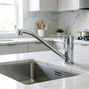 Robinet de cuisine moderne monotrou à levier unique en alliage de zinc chromé avec cartouche céramique, idéal pour hôtels et appartements - Product Image 6