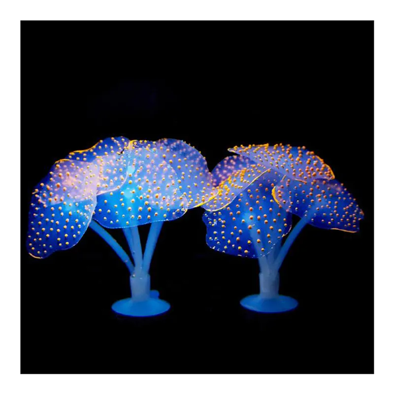 Accessori per la decorazione dell'acquario della pianta acquatica di corallo fluorescente simulato luminoso dell'anemone di mare dell'ornamento del carro armato di pesce