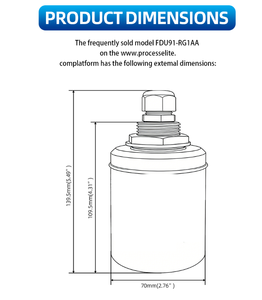 Capteur de niveau à ultrasons en plastique FDU91-RG1AA FDU91 sans contact pour détection de niveau de solides industriels - Product Image 3