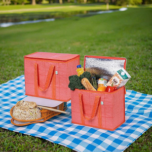 Grand ensemble de sac fourre-tout robuste amélioré sacs d'épicerie réutilisables isolés épais <span class=keywords><strong>doublure</strong></span> <span class=keywords><strong>thermique</strong></span> imperméable en Polyester - Product Image 1