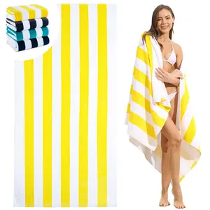Cotton Beach Towel Weave Beach Towel 100% Cotton Terry Stripe Custom Cotton Beach Towel