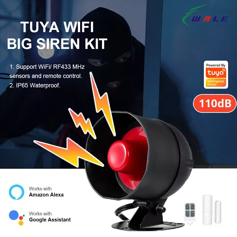 Wale Nieuwe Uitgebrachte Tuya Wifi Smart Home Alarm Kit Waterdichte Outdoor Sirene Met Luid Geluid