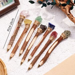Bolígrafos de Madera con Cristal de Amatista Natural, Logotipo Personalizado, Venta al Por Mayor, Artesanía, Decoración para el Hogar, Regalo, Hecho en China, Marca Personalizada - Product Image 1