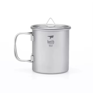 Taza de Picnic portátil para acampar al aire libre personalizada taza de titanio 300Ml taza de agua ultraligera con mango plegable - Product Image 1