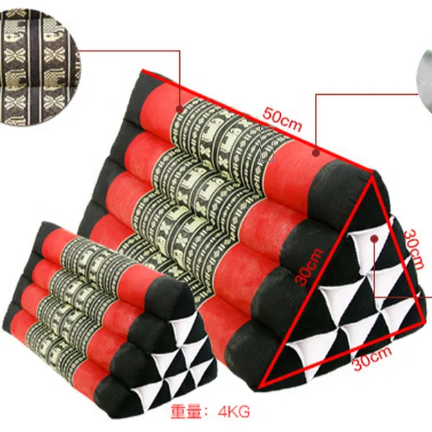 Travesseiro triangular tradicional thai, tamanho personalizado 2 dobras 3 dobras 4 dobras 100% algodão feito à mão da tailândia