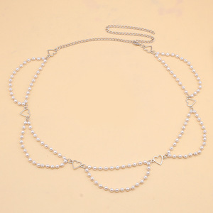 Chaîne de taille en perles d'imitation style européen et américain, chaîne de corps tendance pour femme, ornement décoratif en métal pour soirée - Product Image 4