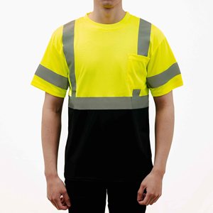 เสื้อยืดนิรภัย Hi Vis ANSI Class 2 สำหรับผู้ชาย พร้อมแถบสะท้อนแสง ระบายอากาศได้ดี ผลิตจากโพลีเอสเตอร์ 100% เสื้อทำงาน - Product Image 1
