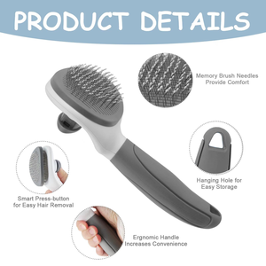Pakeway <b>Pet</b> Grooming <b>Brush</b> Self Cleaning Stainless Steal Comb <b>Pet</b> Massage <b>Brush</b> Hair Remove Cat <b>Brush</b> <b>Pet</b> Comb - Product Image 3