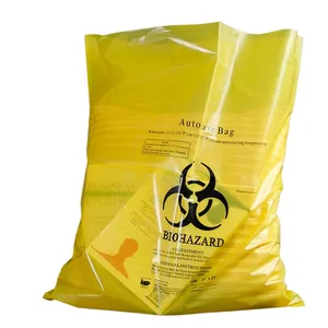 أحمر أصفر الأوتوكلاف مخصصة البلاستيك Biohazard كيس النفايات الطبية كيس النفايات للمستشفى عيادة