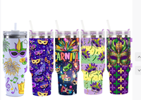 Gourde isotherme américaine Mardi Gras en acier inoxydable 40 oz à double paroi avec affichage LED de la température, anti-fuite, pour fêtes et vacances