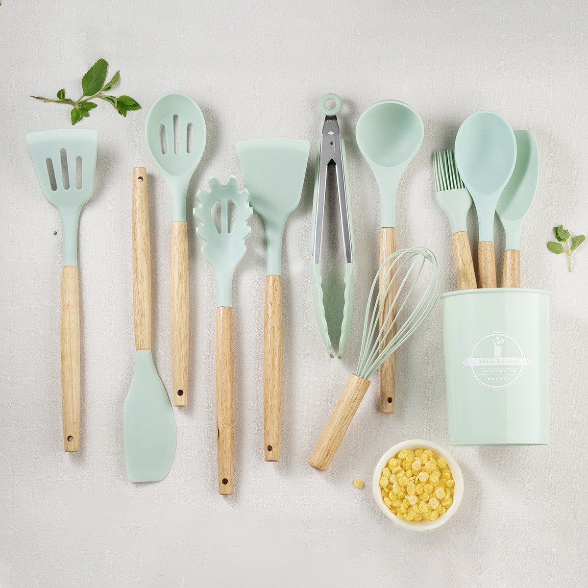 730g de couleur en boîte seau de stockage vert frais de 11 pièces