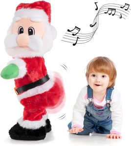 Danse électrique noël peluche poupée en peluche chantant anglais espagne chanson noël père noël jouets pour enfants père noël twerk - Product Image 1