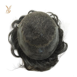 شعر مستعار رجالي 8×10 من الشعر الهندي الريمي مربوط يدويًا على قاعدة دانتيل سويسري بلون 1B موجات طبيعية شعر بكر بسعر الجملة - Product Image 2