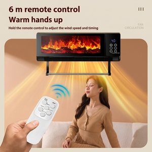 เครื่องทำความร้อนติดผนังไฟฟ้า PTC 2000W พร้อมเอฟเฟกต์เปลวไฟ 3 มิติ  พร้อมราวแขวนผ้าเช็ดตัว  รีโมทคอนโทรล  เครื่องทำความร้อนแบบเตาผิงไฟฟ้าสำหรับบ้าน - Product Image 2
