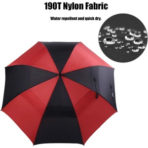 Parapluie de <span class=keywords><strong>golf</strong></span> double couche haute qualité, coupe-vent, ouverture manuelle, grande taille, incassable en fibre de verre, style classique en pongé - Product Image 5