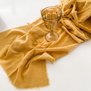 Chemin de Table en coton orange Étamine tissée élégante pour les fêtes de mariage de cuisine de salle à manger - Product Image 6