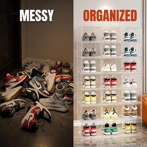 Organizador <span class=keywords><strong>de</strong></span> caja <span class=keywords><strong>de</strong></span> zapatos Caja <span class=keywords><strong>de</strong></span> zapatos <span class=keywords><strong>de</strong></span> <span class=keywords><strong>plástico</strong></span> apilable con puerta delantera Caja <span class=keywords><strong>de</strong></span> almacenamiento <span class=keywords><strong>de</strong></span> zapatos Contenedores para exhibición Zapatillas <span class=keywords><strong>de</strong></span> deporte Fácil montaje - Product Image 4