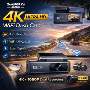 Mini <span class=keywords><strong>cam</strong></span>éra embarquée 4K double objectif avec WiFi 5G, contrôle par application, super condensateur, surveillance de stationnement 24h/24, enregistreur vidéo de voiture DVR, vision nocturne - Product Image 1