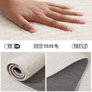 Alfombra Minimalista a Rayas, Cuadrada, de Fibra de Poliéster, Hecha a Mano, para Sala de Estar, Alfombra Grande para Cubrir el Suelo, Sofá y Mesa de Centro - Product Image 4