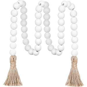 Ghirlanda di Perle di Legno da 99 cm Stile Fattoria con Nappe, Versatile Decorazione Murale Boho <span class=keywords><strong>Chic</strong></span> con Perline da Preghiera - Product Image 2