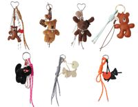 Porte-clés personnalisé en peluche ours en dessin animé, en cuir PU, design animal (ours, chien, chat), avec pompon en corde, breloques de sac, OEM ODM
