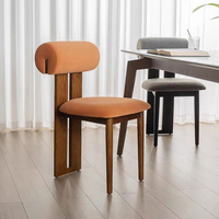 Chaise de salle à manger en tissu velours blanc de style simple et moderne, chaise de salle à manger nordique avec pieds en bois massif