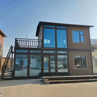 Casa Contenedor Prefabricada de 2 Pisos con Balcón, Casa Modular Expandible y Desmontable para Villa, Resort, Hotel