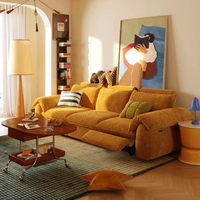 Sofá Eléctrico de Tres Plazas con Diseño Vertical, Tapizado en Chenille Retro-Vintage, Esponja de Alta Densidad, Tela Lavable y Completamente Desmontable