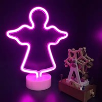 LED Groothandel Aangepaste Mini 3D Neon Tafellampje 3AA Batterij Glow Halloween Valentijnscadeau Decoratie USB Aangedreven