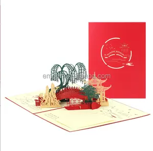 Inspirational Asian Pavilion Scenery 3D Pop Up Greeting Card