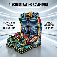Máquina Arcade de Carreras de Motos con 4 Pantallas, Simulador de Carreras Dinámico para 2 Jugadores que Funciona con Monedas