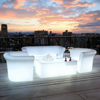 Ensemble de canapé de jardin luxueux avec table et chaises lumineuses, étanche IP65, couleur de lumière réglable