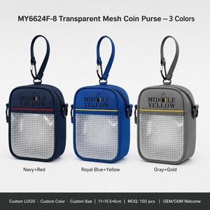 Pochette à monnaie mini personnalisée avec logo, pochette à monnaie transparente en maille, sac de poignet à mousqueton, vente en gros directe d'usine OEM ODM, MOQ 1000 pièces - Product Image 4