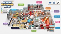 Équipement de terrain de jeu intérieur direct usine, thème moderne multi-zones, basketball, trampoline, tour conique, toboggan spiralé, billard