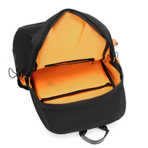 Laptop Backpack For Men 15 Inches Gray Solid Color Travel School Bag With Front Pocket And Orange Zip <b>Pullers</b> - Product Image 4