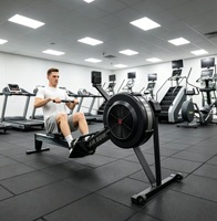Máquina de Remo Ergonómica Plegable y Resistente al Viento, Remo de Resistencia Multiajustable para Ejercicio Aeróbico de Cuerpo Completo en Interiores