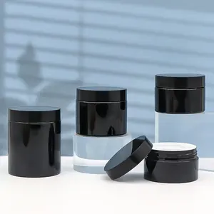 30g 50g 80g 100g 120g 150g Cosmetic Packaging Clear Amber Black Pet Plastic Cream Jar With Plastic Lid