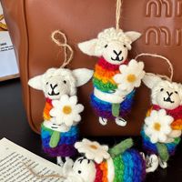 Porte-clés en feutre de laine fait main népalais, pendentif bébé agneau, poupée créative, pendentif pour sac, cadeau