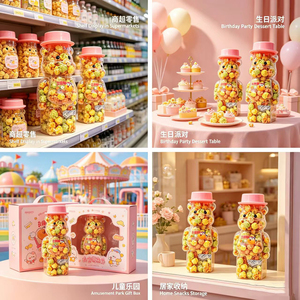 Popcorn géant en forme d'ours mignon 280g, céréales croustillantes pour les enfants, cadeaux de fête, cadeaux de carnaval, friandises pour les soirées cinéma - Product Image 5